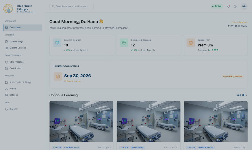 BlueHealth learning record status preview
